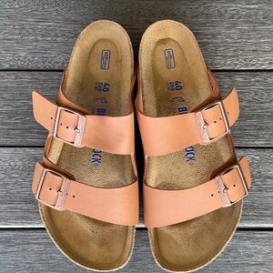 Birkenstock Arizona Light Brown Double Strap Sandals 40 with soft footbed